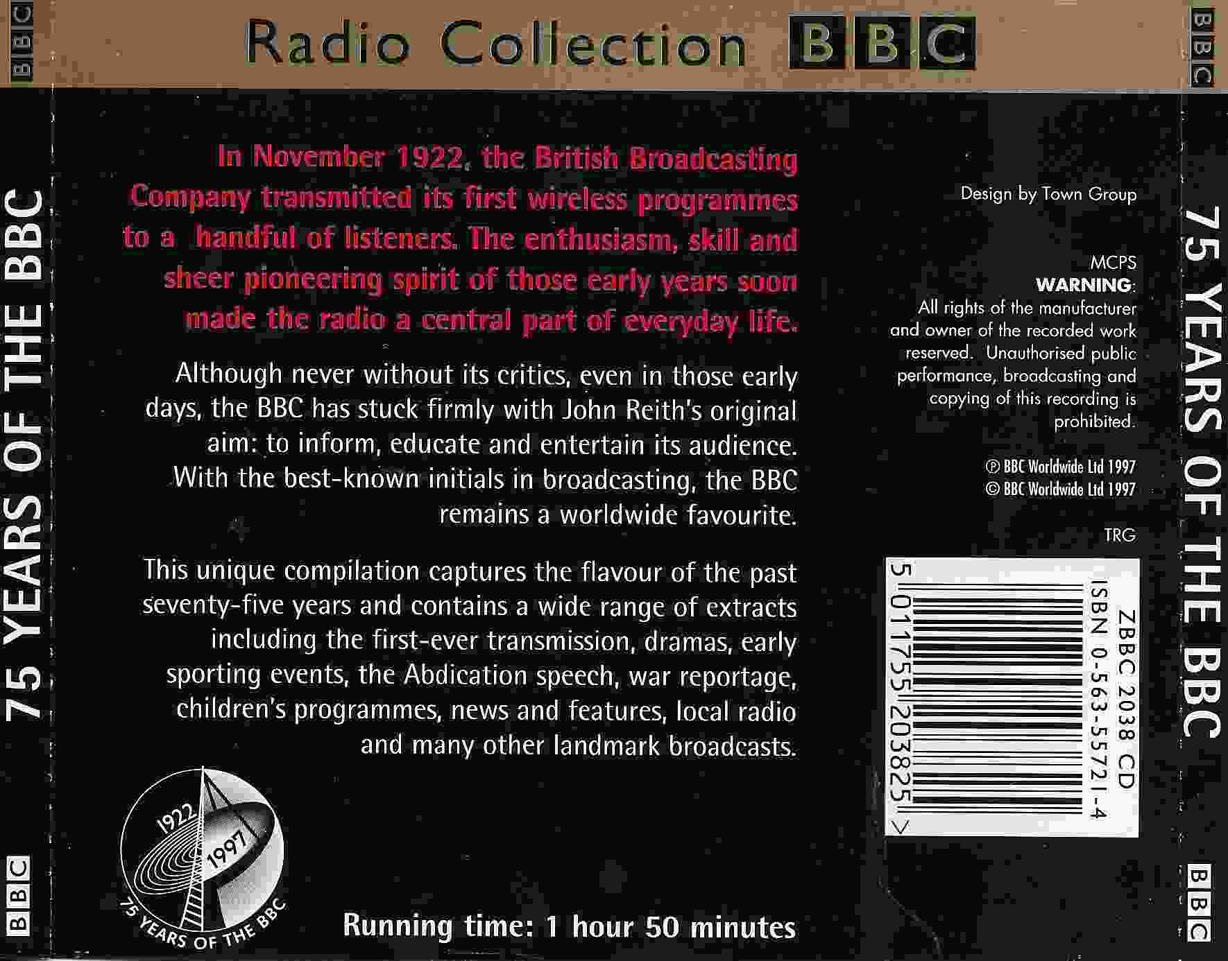 Picture of ZBBC 2038 CD 75 years of the BBC - A celebration of BBC Radio by artist Various from the BBC records and Tapes library